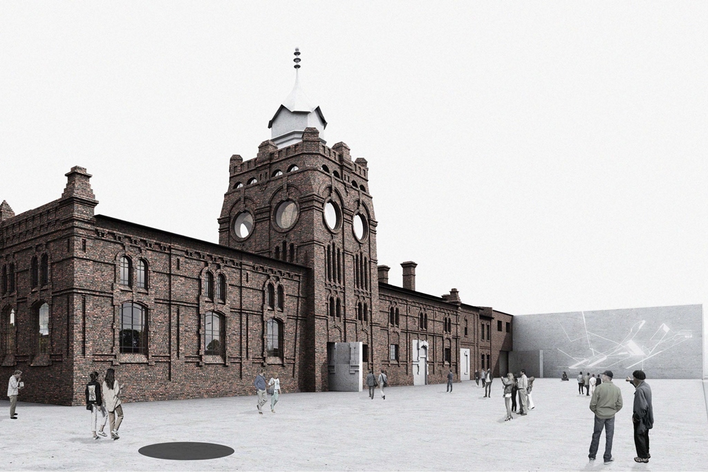 Visualization of the municipal slaughterhouse after rebuilding according to the design of KWK Promes. 